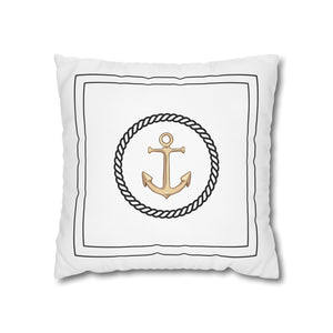 Square Canvas Pillowcase - Gold Anchor