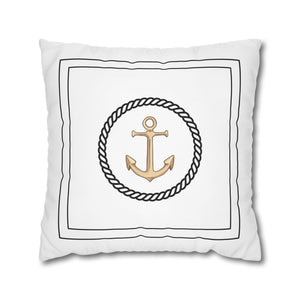 Square Canvas Pillowcase - Gold Anchor