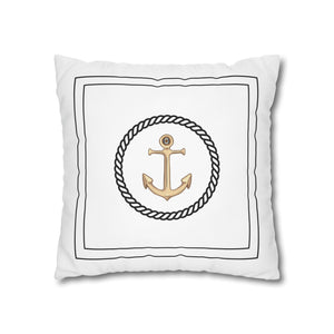 Square Canvas Pillowcase - Gold Anchor
