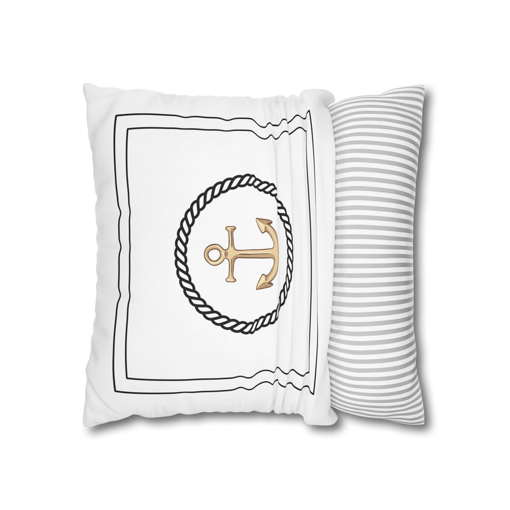 Square Canvas Pillowcase - Gold Anchor