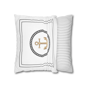 Square Canvas Pillowcase - Gold Anchor