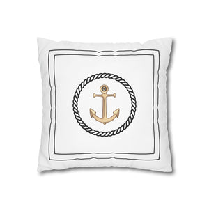 Square Canvas Pillowcase - Gold Anchor