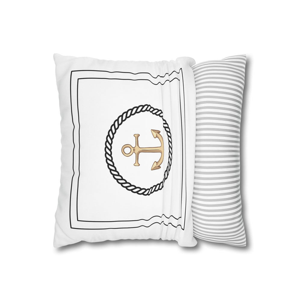 Square Canvas Pillowcase - Gold Anchor