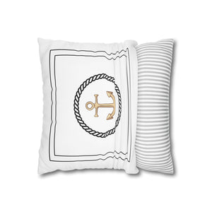 Square Canvas Pillowcase - Gold Anchor