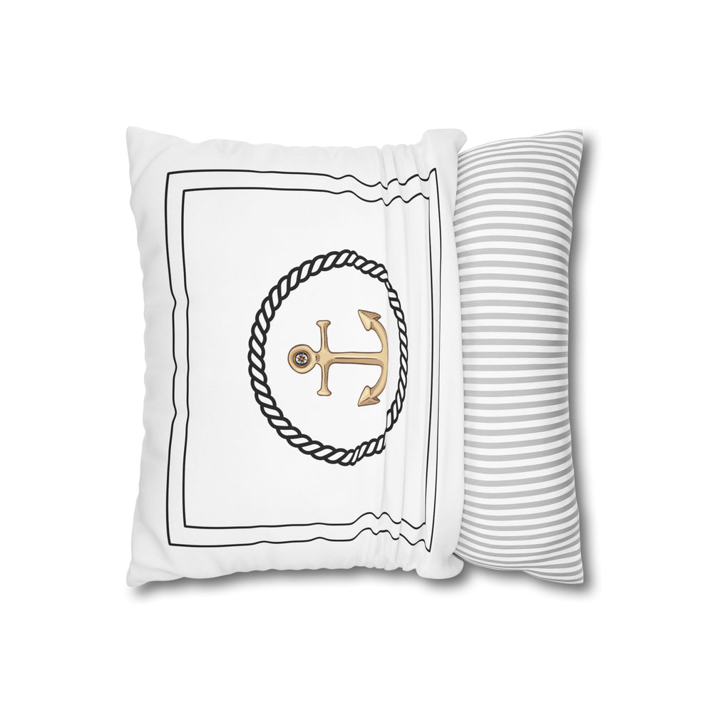 Square Canvas Pillowcase - Gold Anchor