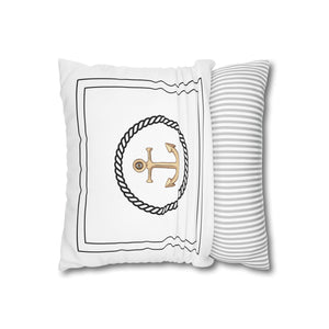 Square Canvas Pillowcase - Gold Anchor