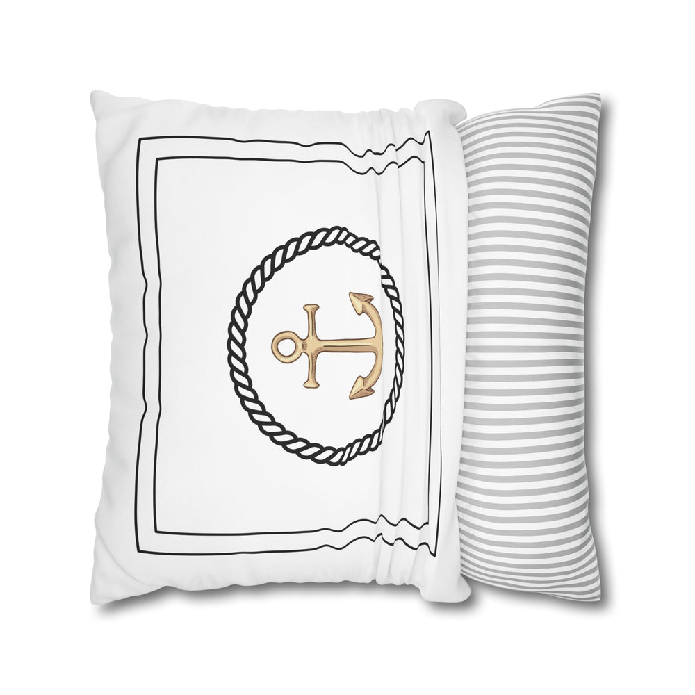 Square Canvas Pillowcase - Gold Anchor