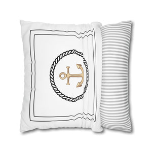 Square Canvas Pillowcase - Gold Anchor