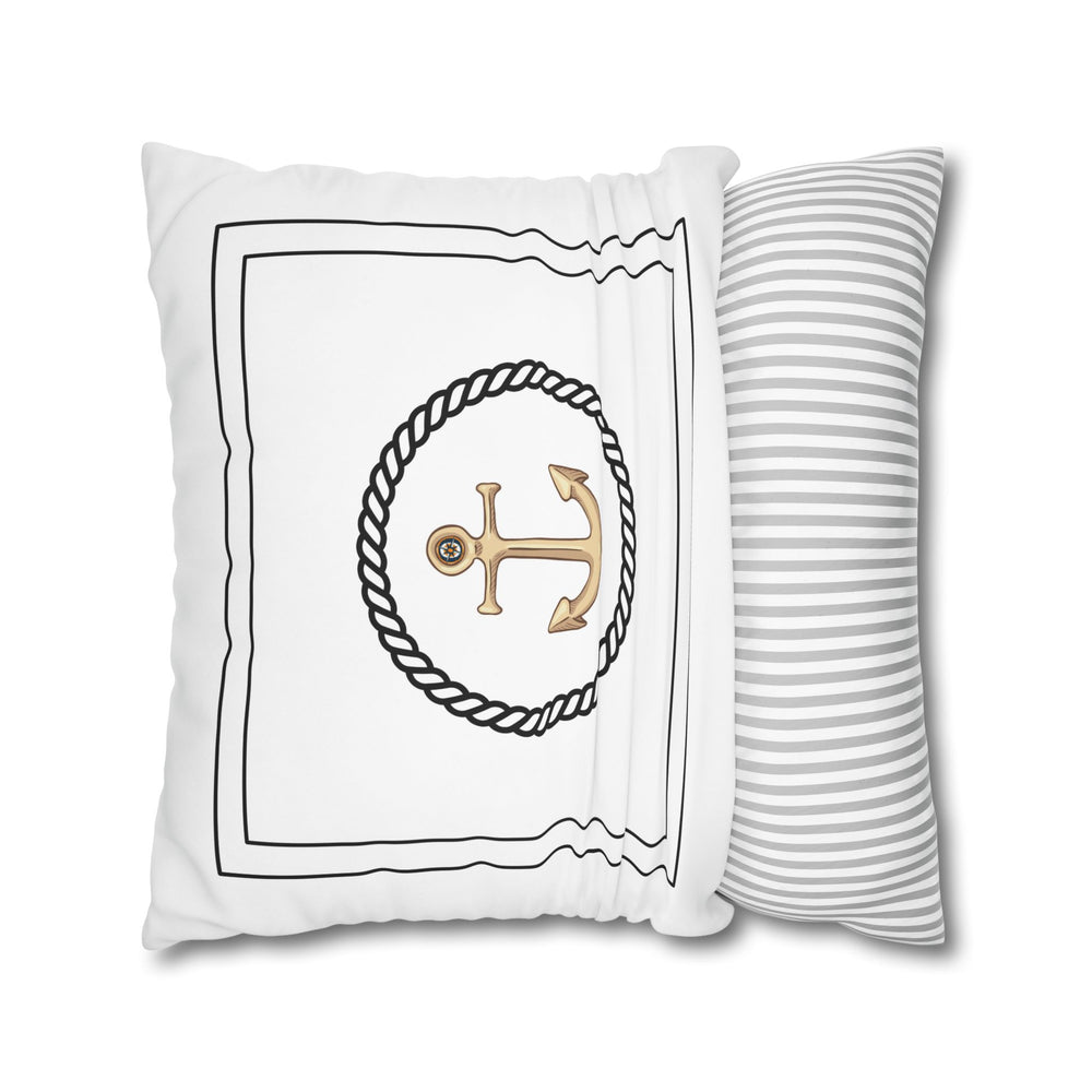 Square Canvas Pillowcase - Gold Anchor