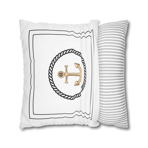 Square Canvas Pillowcase - Gold Anchor