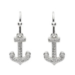 Anchor Drop Earrings with Crystals