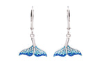 Drop Whale Tale Earrings with Blue/White Crystals