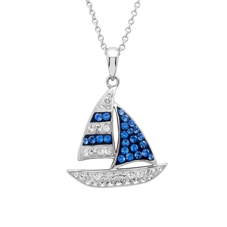 
            
                Load image into Gallery viewer, SailBoat Necklace with Crystals
            
        