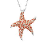 Red Starfish Necklace with Crystals