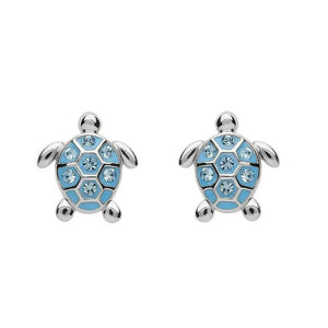
            
                Load image into Gallery viewer, Turtle earrings with Aqua Crystals
            
        