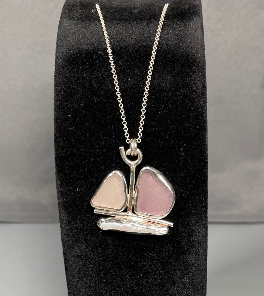 
            
                Load image into Gallery viewer, Sailboat Sea Glass Necklace
            
        