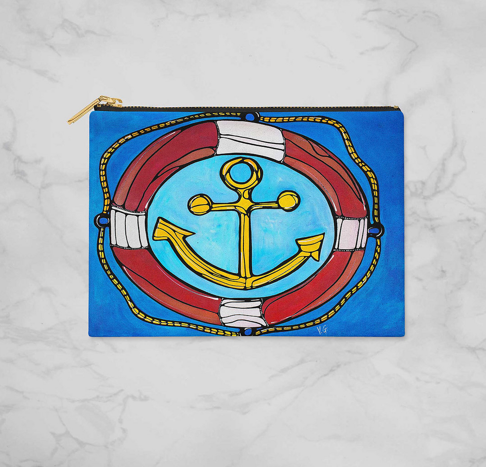 Anchor Pouch - Cosmetic Bag - Clutch - Lorelei Nautical Treasures