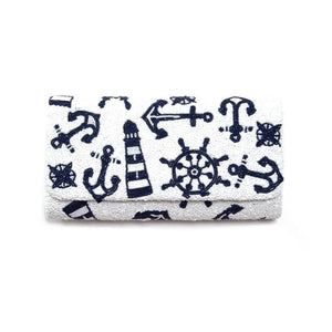 
            
                Load image into Gallery viewer, Handmade Beaded Clutch with Chain - Lorelei Nautical Treasures
            
        