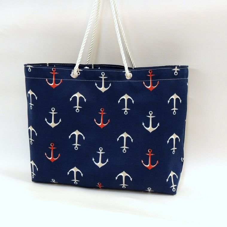 Nautical Tote Bag - ANCHORS on Navy - Lorelei Nautical Treasures